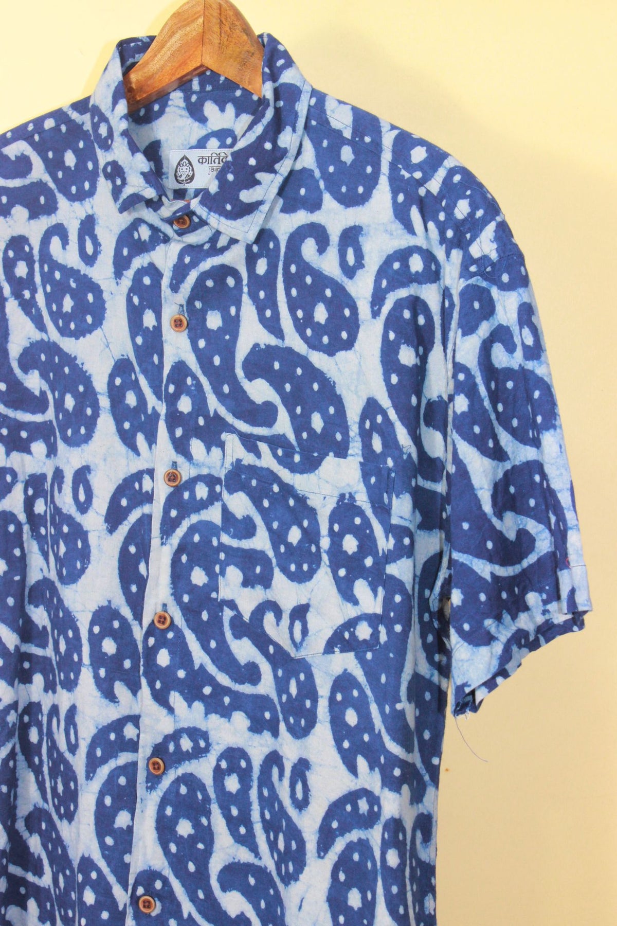 Paisley Print Indigo Shirt for Men