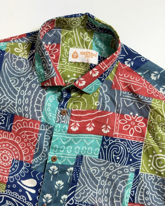 Quirky Hand Block Full Sleeve Men's Shirt