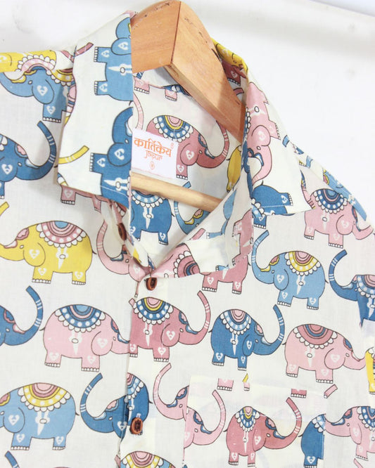 Full Sleeve Elephant Print Men's Shirt