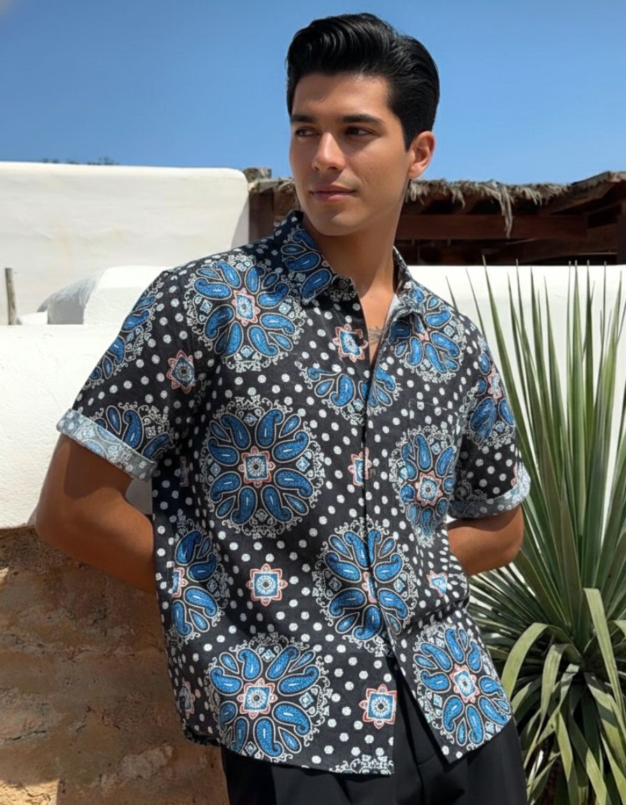 Kalamkari Print Half Sleeve Cotton Shirt for Men
