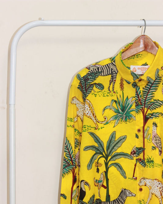 Yellow Full Sleeve Jungle Casual Shirt for Men