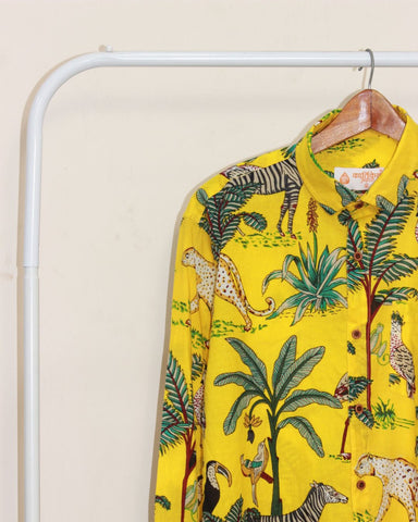 Yellow Full Sleeve Jungle Casual Shirt for Men