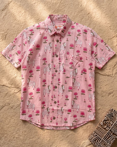 Kartikeya Jaipur Mens Pichwai Cow Print Cotton Shirt