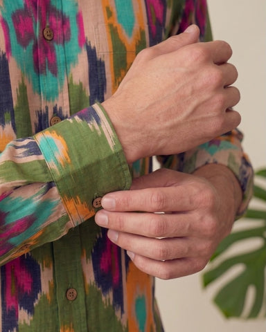 Classic Ikat Print Full Sleeves Cotton Men Shirt - Limited Edition