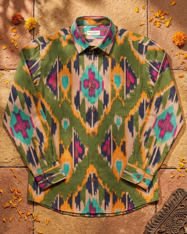 Classic Ikat Print Full Sleeves Cotton Men Shirt - Limited Edition