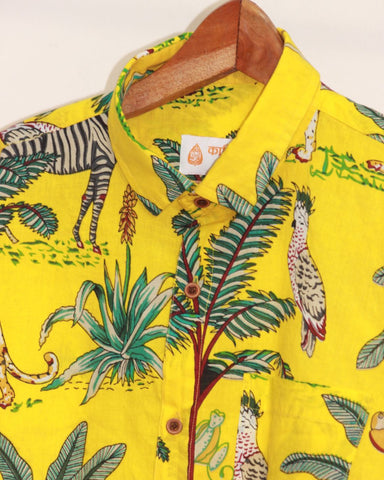Yellow Full Sleeve Jungle Casual Shirt for Men