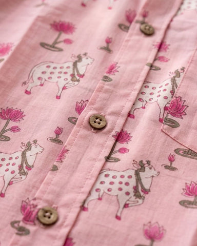 Kartikeya Jaipur Mens Pichwai Cow Print Cotton Shirt