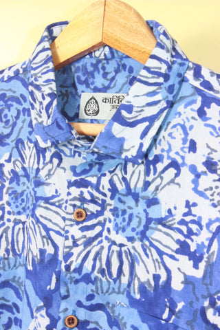 Abstract Print Shirt for Men in Indigo