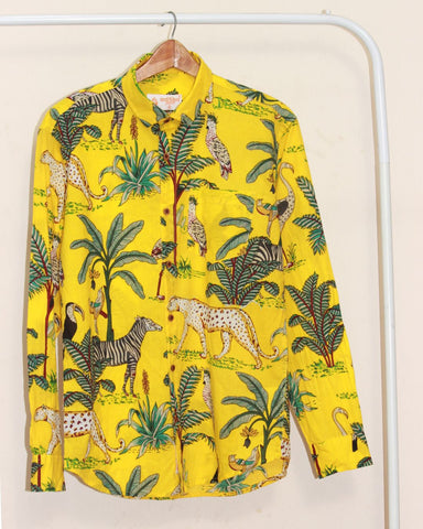 Yellow Full Sleeve Jungle Casual Shirt for Men