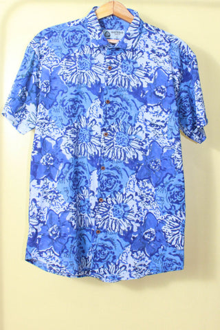 Abstract Print Shirt for Men in Indigo