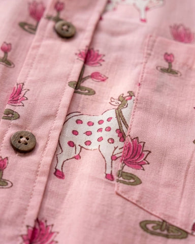 Kartikeya Jaipur Mens Pichwai Cow Print Cotton Shirt
