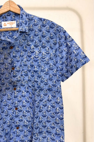Natural Indigo Print Half Sleeve Cotton Shirt