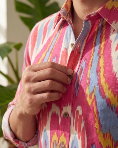 Classic Ikat Print Full Sleeves Cotton Men Shirt - Limited Edition