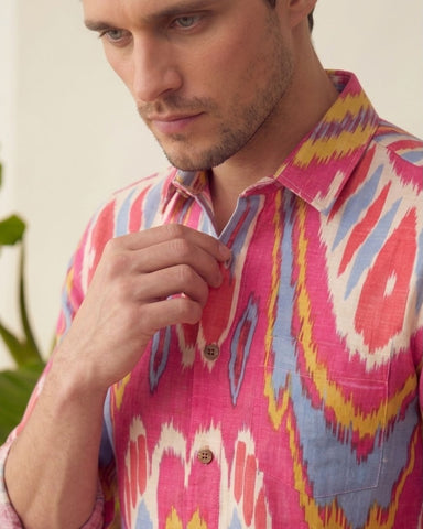 Classic Ikat Print Full Sleeves Cotton Men Shirt - Limited Edition