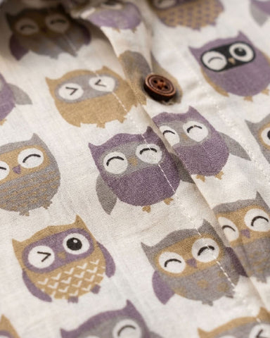 Cute Owl Men's Cotton Shirt - Kartikeya Jaipur