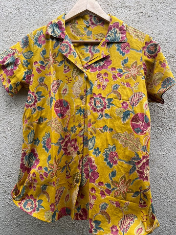 Floral Print Half Sleeve Cotton Shirt for Women