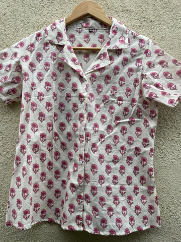Floral Print Half Sleeve Cotton Shirt for Women