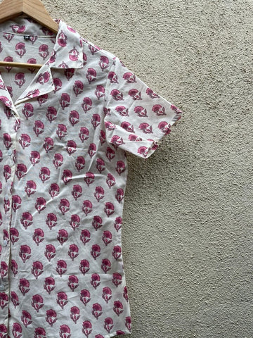Floral Print Half Sleeve Cotton Shirt for Women