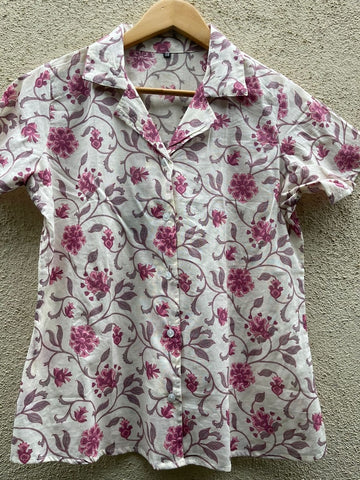 Floral Print Half Sleeve Cotton Shirt for Women