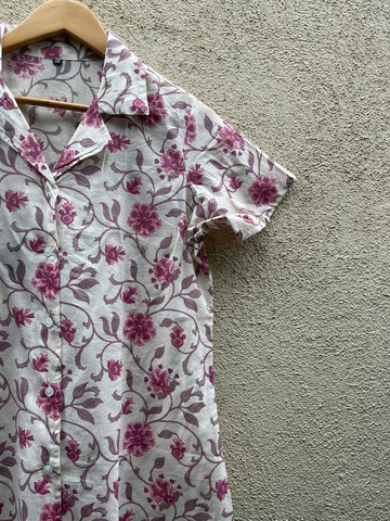 Floral Print Half Sleeve Cotton Shirt for Women