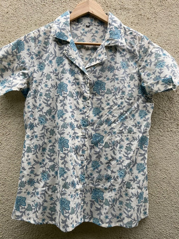 Floral Print Half Sleeve Cotton Shirt for Women