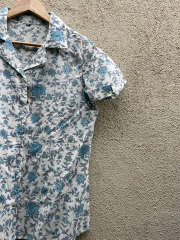 Floral Print Half Sleeve Cotton Shirt for Women