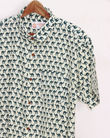 Jaisalmer Camel Print Half Sleeve Cotton Shirt for Men - Limited Edition
