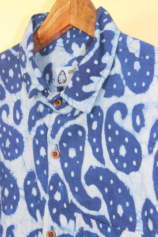 Paisley Print Indigo Shirt for Men
