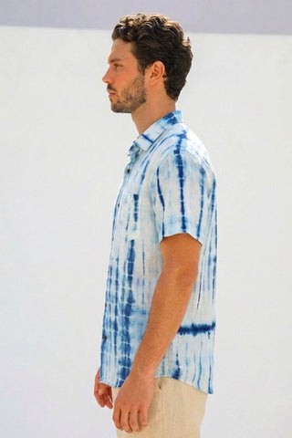Organic Tie Dye Mens Short Sleeves Cotton Shirt