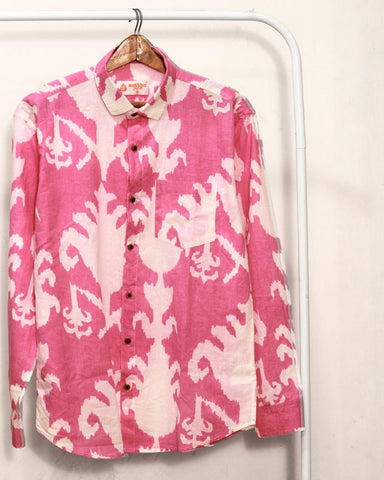 Pink Ikat Full Sleeve Shirt for Men