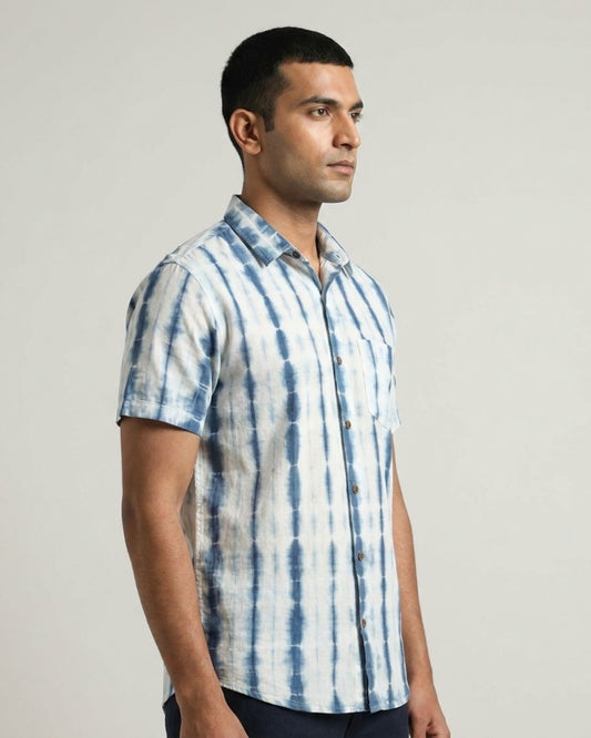 Light Blue Tie Dye Cotton Shirt
