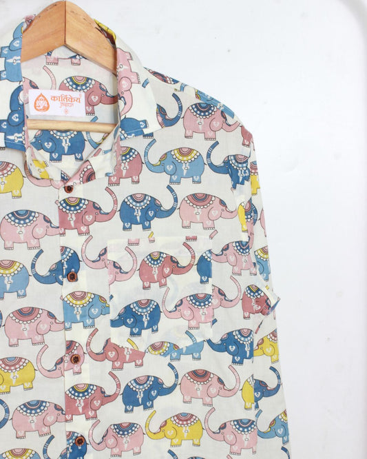 Full Sleeve Elephant Print Men's Shirt