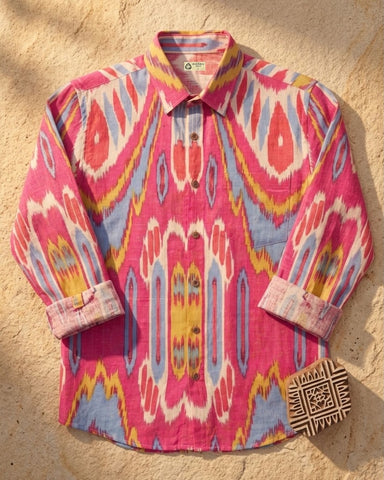 Classic Ikat Print Full Sleeves Cotton Men Shirt - Limited Edition
