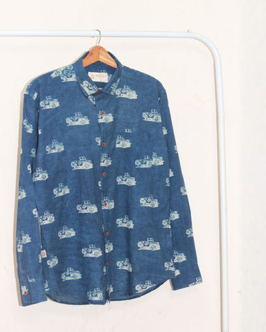 Indigo Full Sleeve Jeep Print Shirt for Men