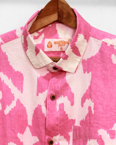 Pink Ikat Full Sleeve Shirt for Men