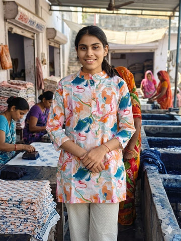 Bagru Block Printed Cotton Short Kurti