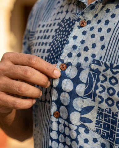 Indigo Half Sleeve Bohemian Shirt