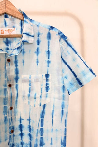 Organic Tie Dye Mens Short Sleeves Cotton Shirt