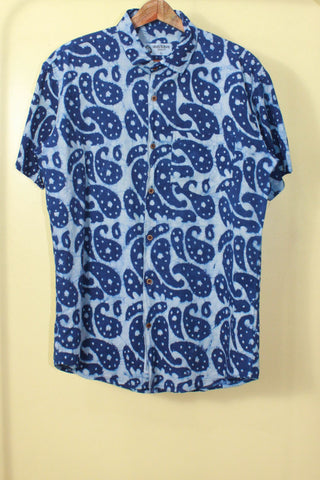 Paisley Print Indigo Shirt for Men