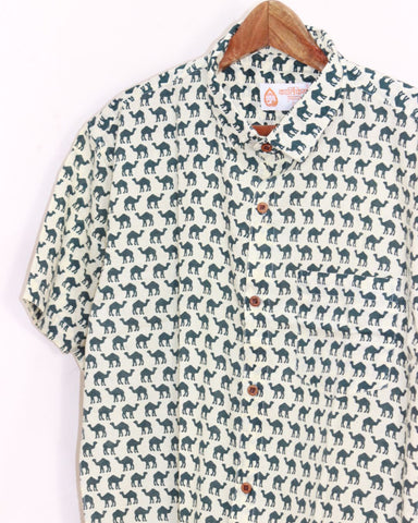 Jaisalmer Camel Print Half Sleeve Cotton Shirt for Men - Limited Edition