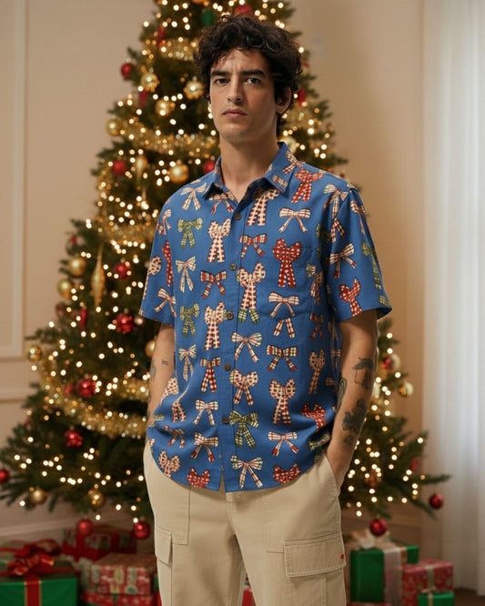 Holiday themed Christmas shirts for men - Blue