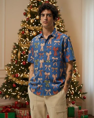 Holiday themed Christmas shirts for men - Blue