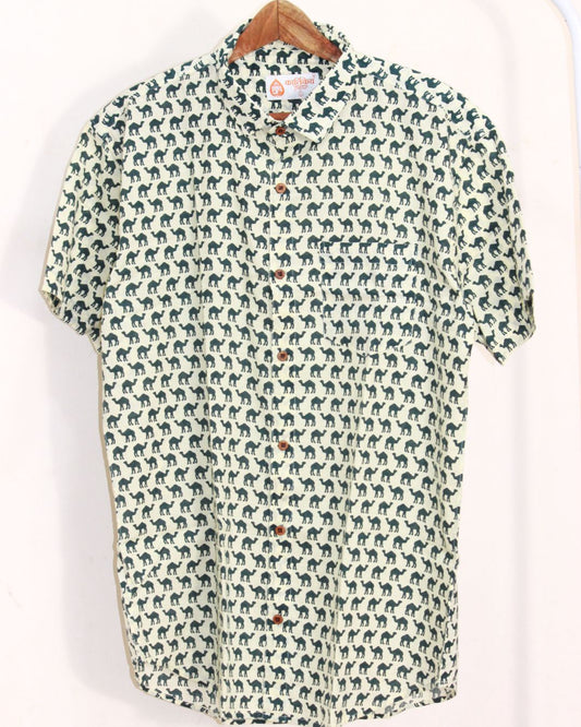 Jaisalmer Camel Print Half Sleeve Cotton Shirt for Men - Limited Edition