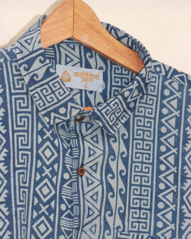Stripe Tribal Geometric Print Shirt for Men