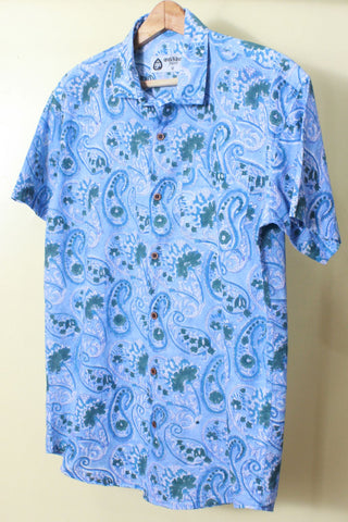 Sky Blue Indigo Print Organic Cotton Shirt