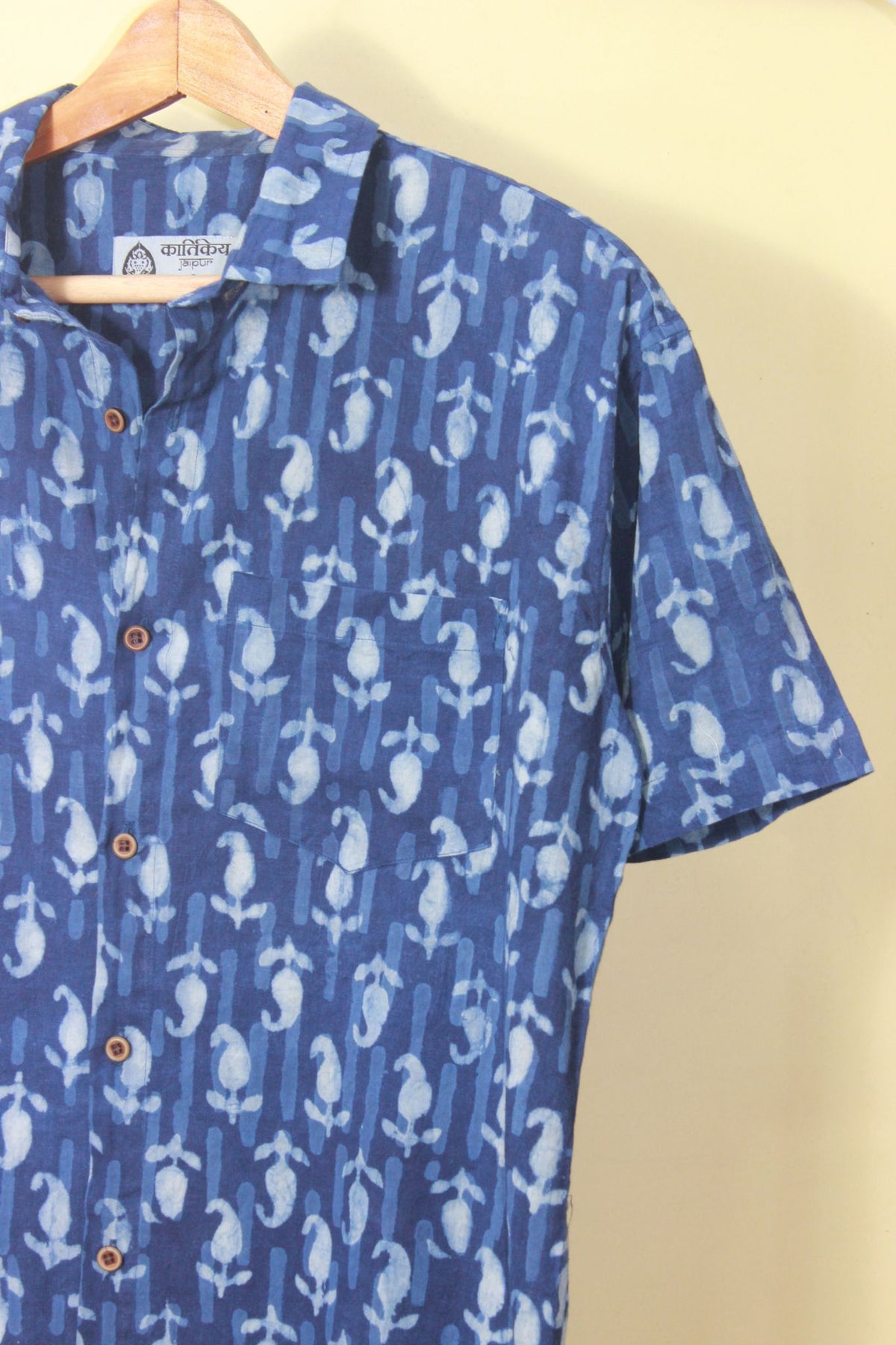 Ethnic Print Indigo Men's Shirt