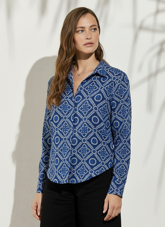 Women Traditional Bandhej Print Cotton Shirt