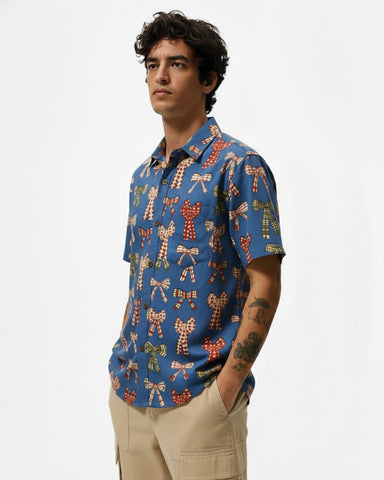 Holiday themed Christmas shirts for men - Blue