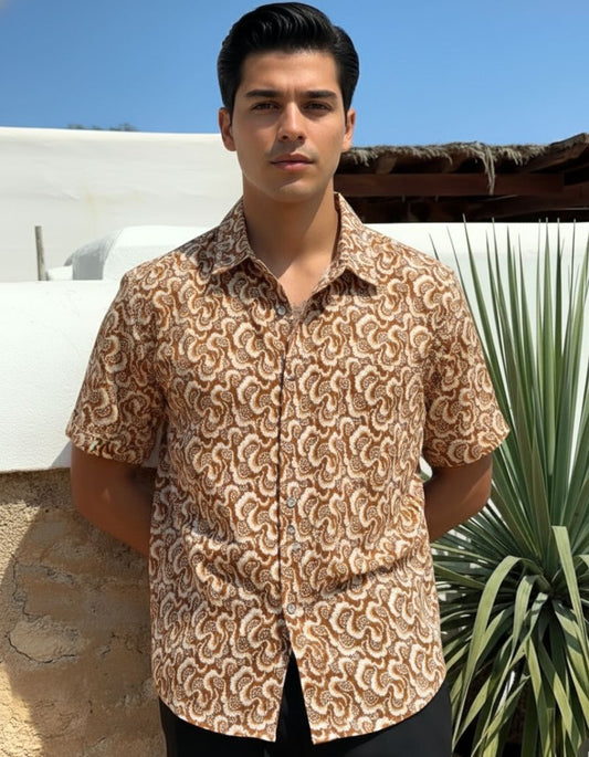Floral Print Cotton Shirt for Men