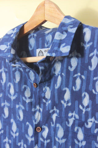 Ethnic Print Indigo Men's Shirt
